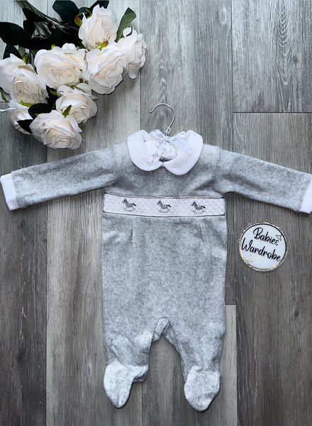 Grey Rocking Horse Spanish Babygrow