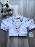 White Denim Studded Jacket