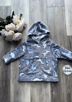 Grey & Blue Dinosaur Extra Soft Hoodie