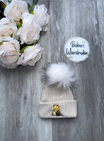 Beige Winnie The Pooh Pom Pom Hat