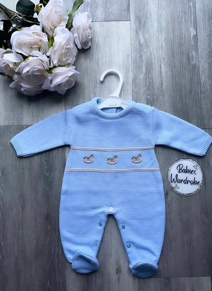 Blue Luxury Rocking Horse Babygrow