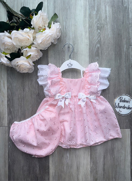 Pink Ribbon Peplum Dress & Bloomers