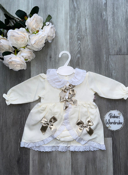 Cream Bow Dress & Bloomers