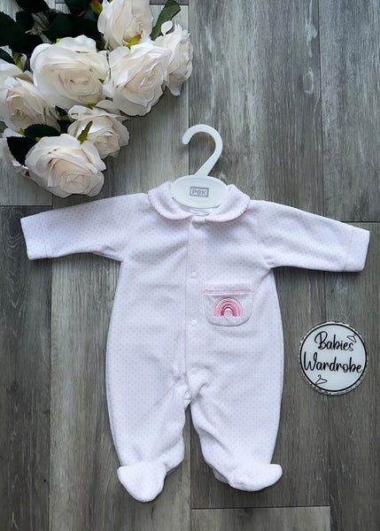 White & Pink Premature Rainbow Babygrow