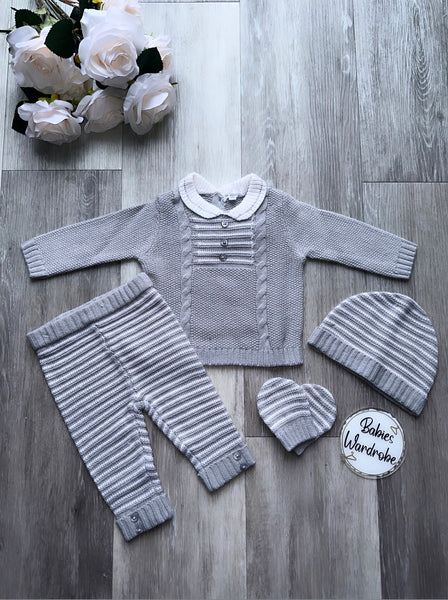 Grey Knitted Stripe 4PC Box Set