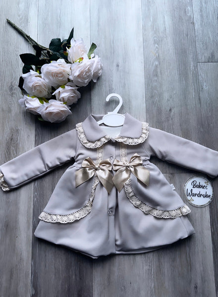 Beige Spanish Double Bow Luxury Coat